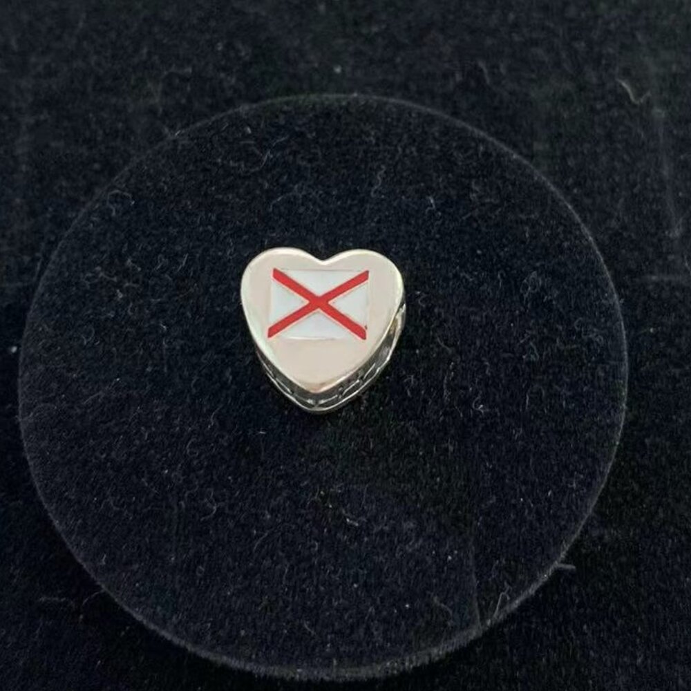 Pandora Alabama Flag Heart Charm